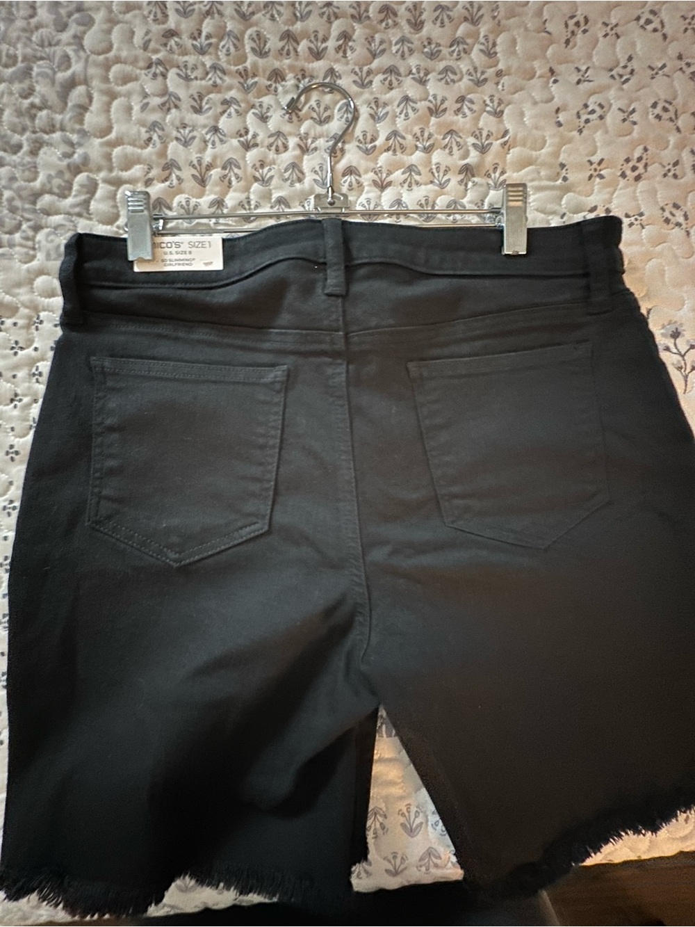 Chico's Black Frayed Hem Denim Shorts - Picture 3 of 5